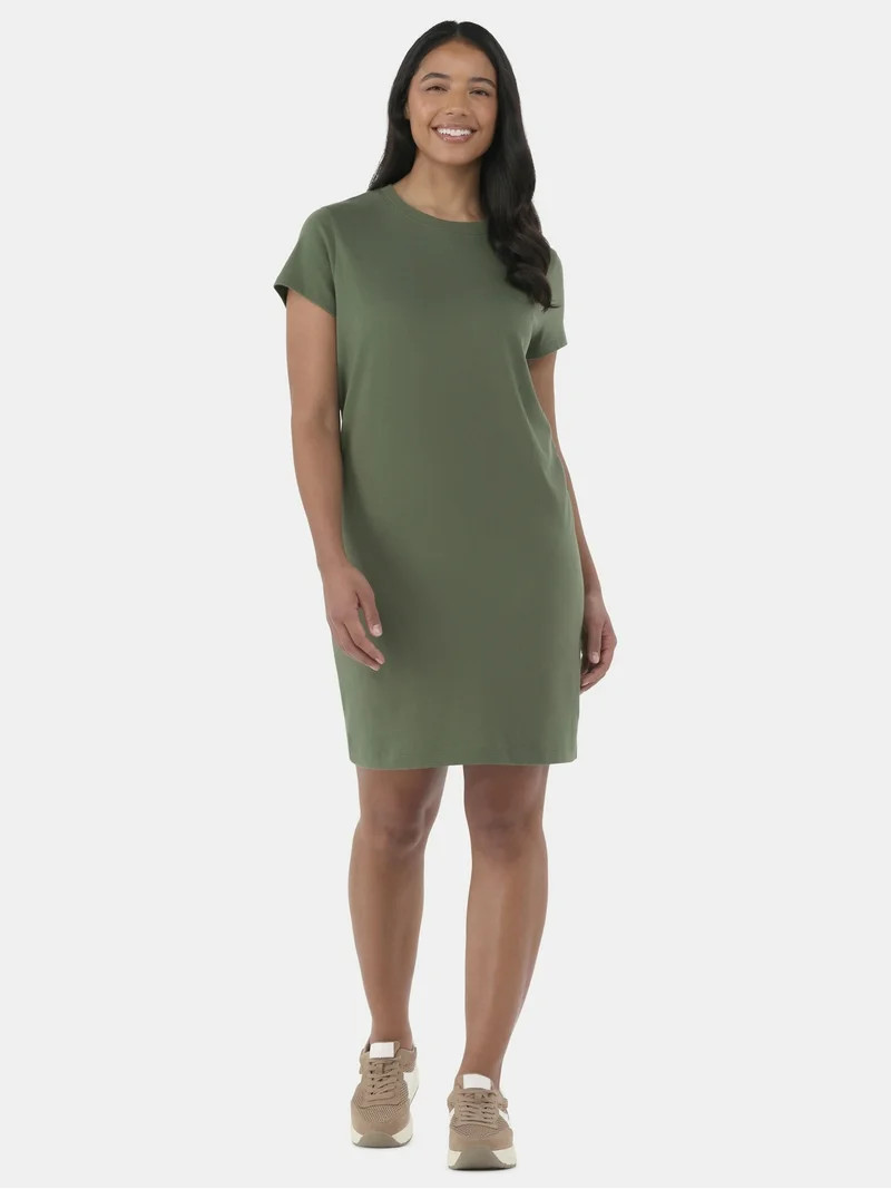 Time and Tru Women's Cotton T-Shirt Dress, Sizes XS-XXXL - Walmart.com | Walmart (US)