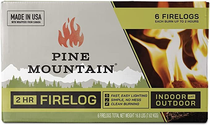 Pine Mountain 6PK 2HR Trad Fire Log, 6 Firelogs, 2-Hour Burn Time, 6 Count | Amazon (US)