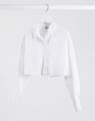 ASOS DESIGN cropped shirt with raw hem in white | ASOS (Global)