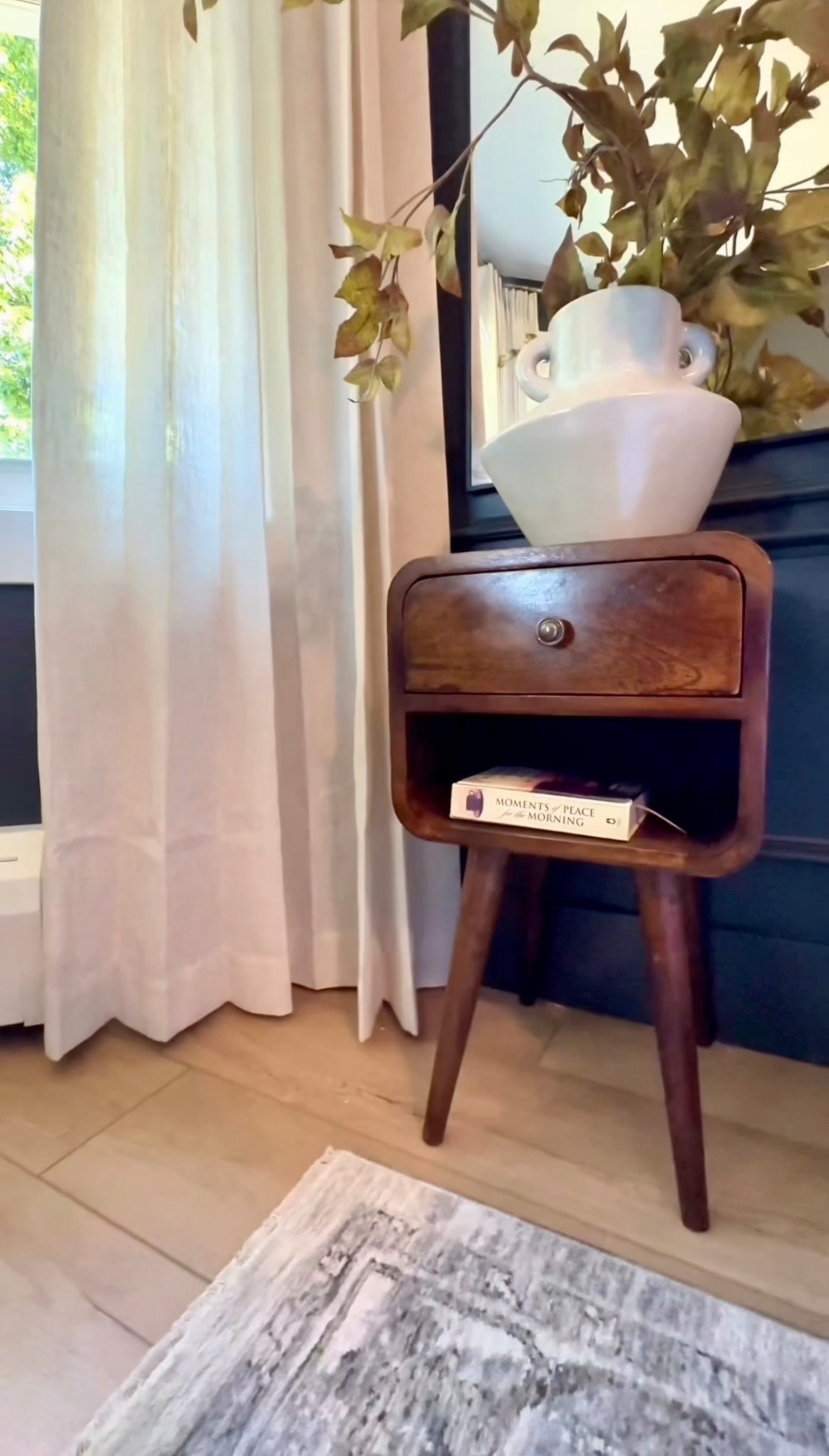 The cutest solid wood petite nightstands. Come in different wood colors. They’re perfect nightstands for a small bedroom. Also linking my semi sheer linen curtains, Pepper & Vetiver vase , and arched mirrors. 

#LTKHome