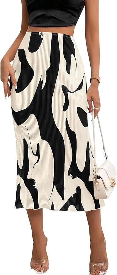 PRETTYGARDEN Women's 2024 Summer High Waist Graphic Print A Line Pleated Long Skirts for Women Tr... | Amazon (US)
