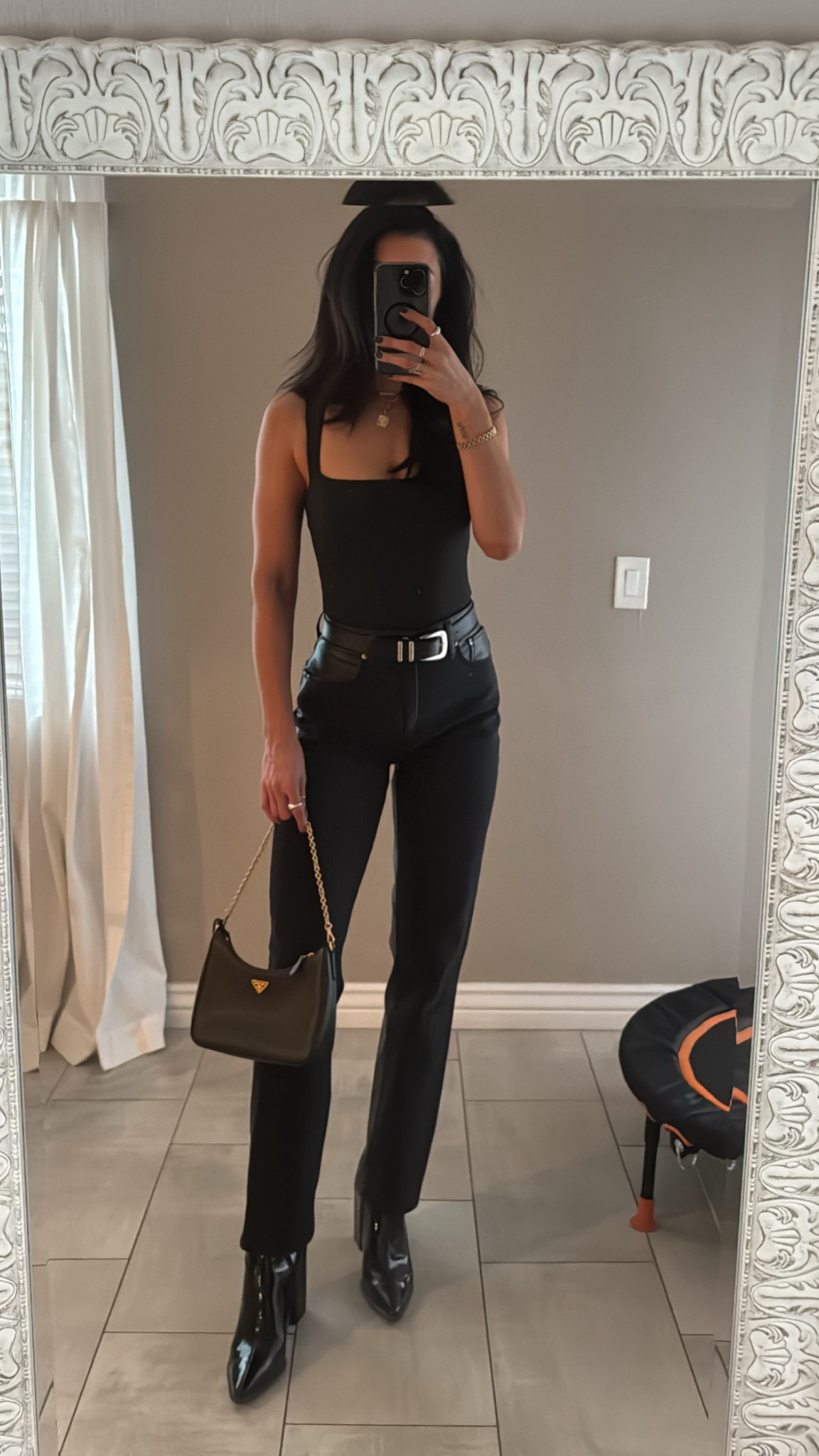 So sad these jeans are no longer available but these leather ones are the same style/fit. Love this bodysuit! Stretchy and comfy. 

#LTKFindsUnder50 #LTKootd #LTKFindsUnder100