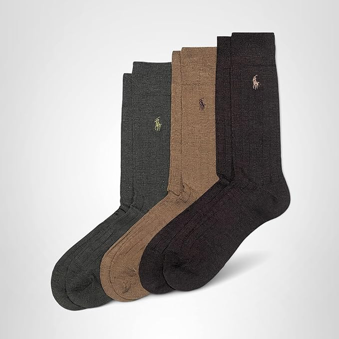 Polo Ralph Lauren mens Merino Wool Dress Crew Socks - 3 Pair Pack - Breathable Wool & Heel-toe Re... | Amazon (US)