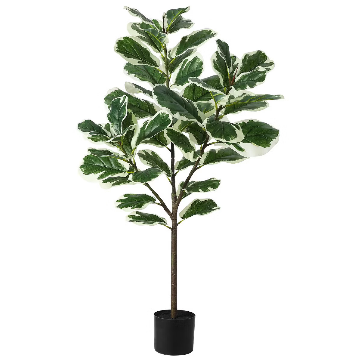 Faux Fiddle Leaf Fig Tree 4Ft Artificial Ficus Lyrata Plant with 46 Fiddle Leaves Potted Tall Fak... | Target