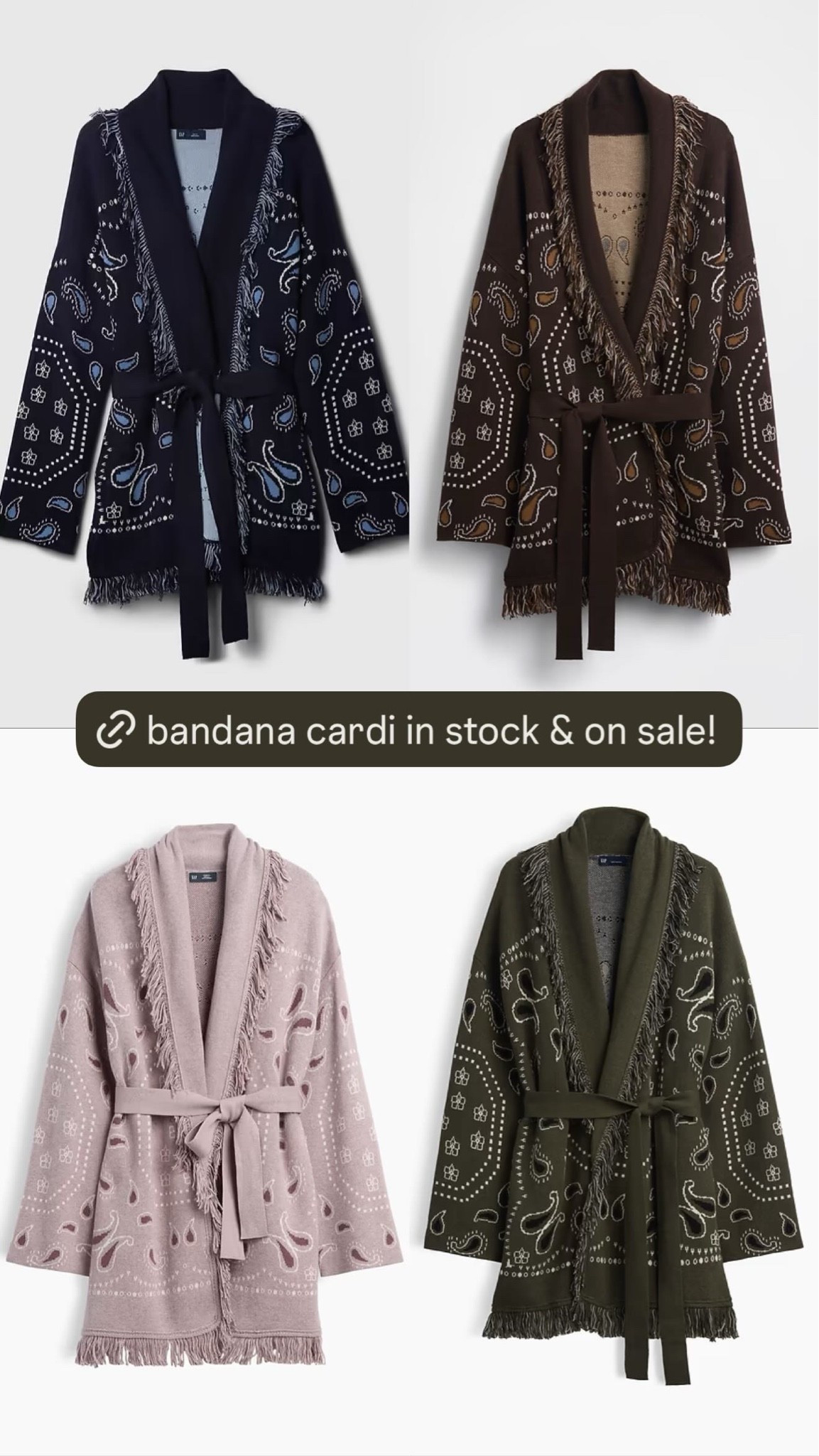 Cutest bandana cardi is in stock and on sale!