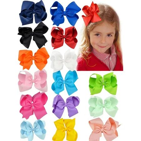 Coxeer 15Pcs Baby Hair Bows Cute Lovely Ribbon Bow Clip Hair Bow Set Perfect Birthday Gift for Ki... | Walmart (US)