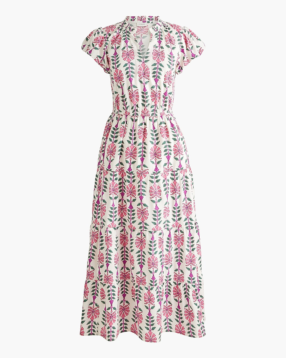 Printed V-neck puff-sleeve maxi dress | J.Crew Factory