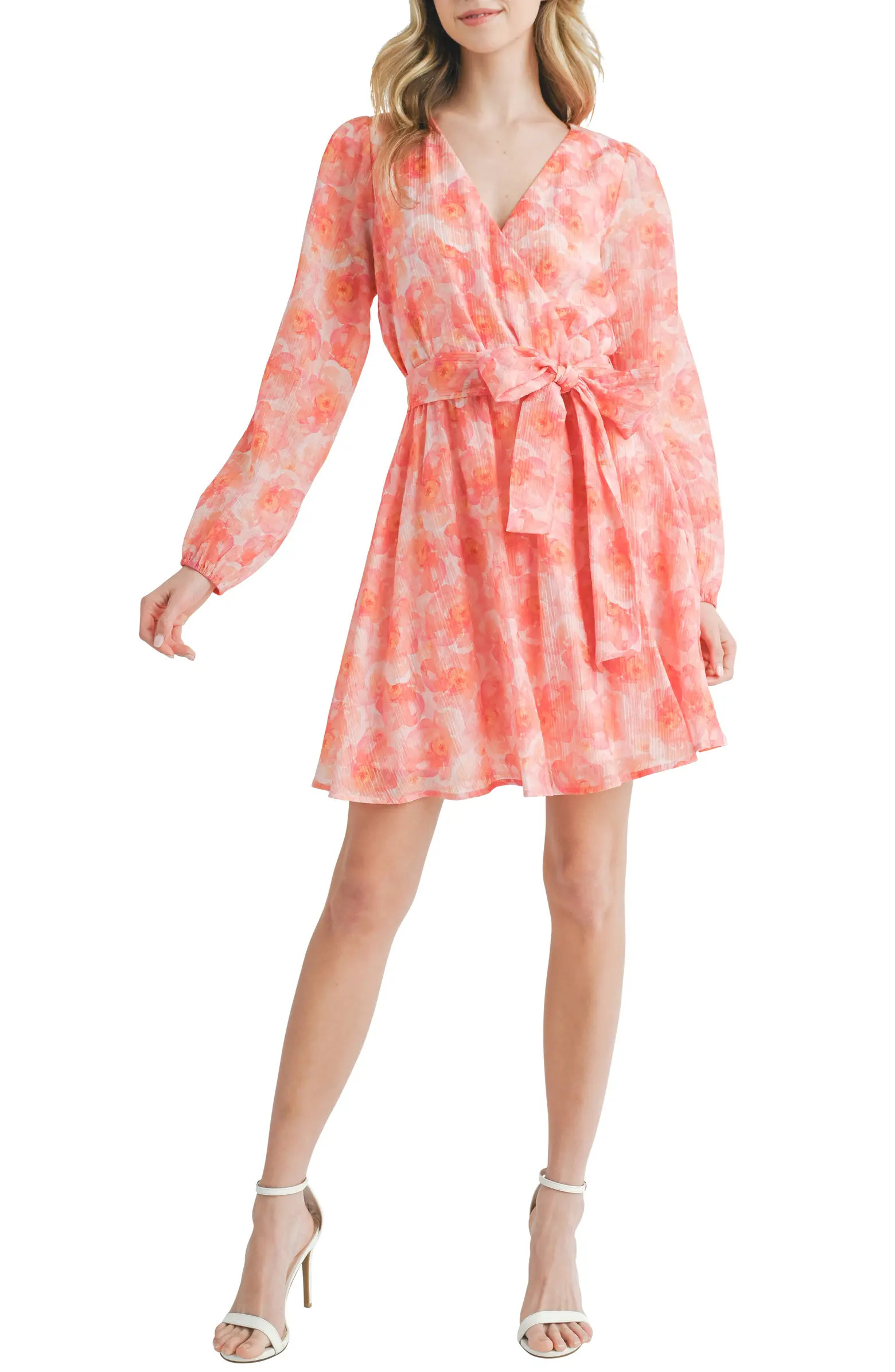 Floral Wrap Front Long Sleeve Dress | Nordstrom