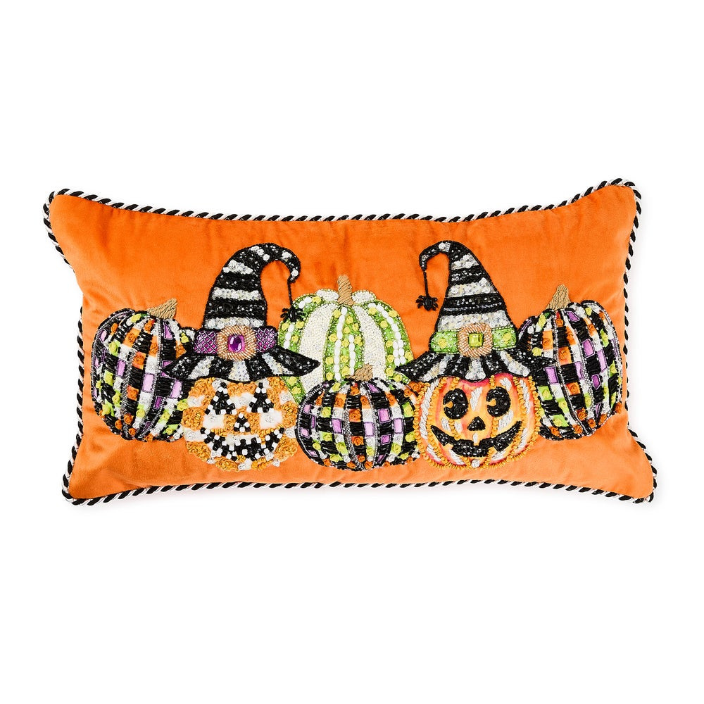 Jack O' Lantern in Hat Lumbar Throw Pillow | MacKenzie-Childs