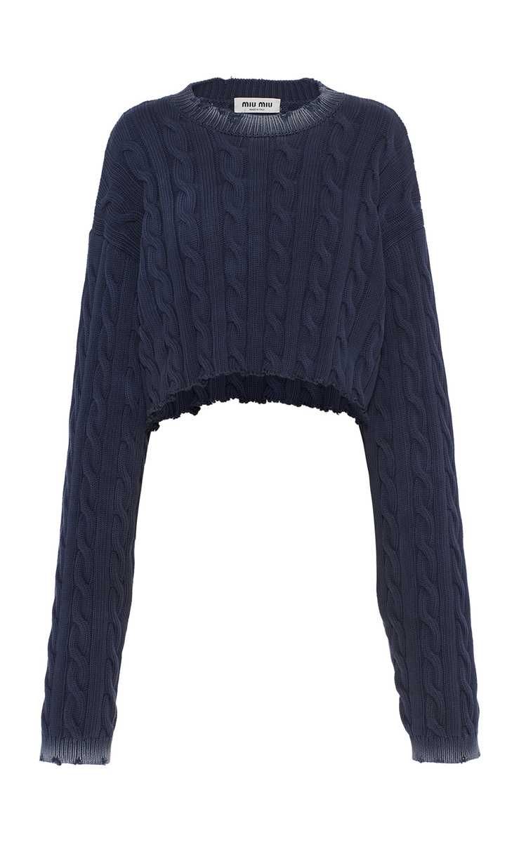 Faded Cable-Knit Cotton Cropped Sweater | Moda Operandi (Global)
