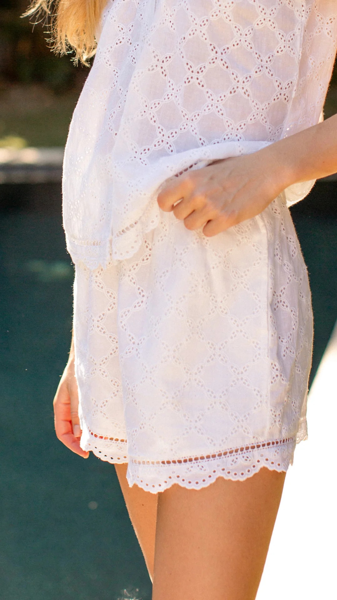 Emma Shorts - White Lattice Eyelet | Marea
