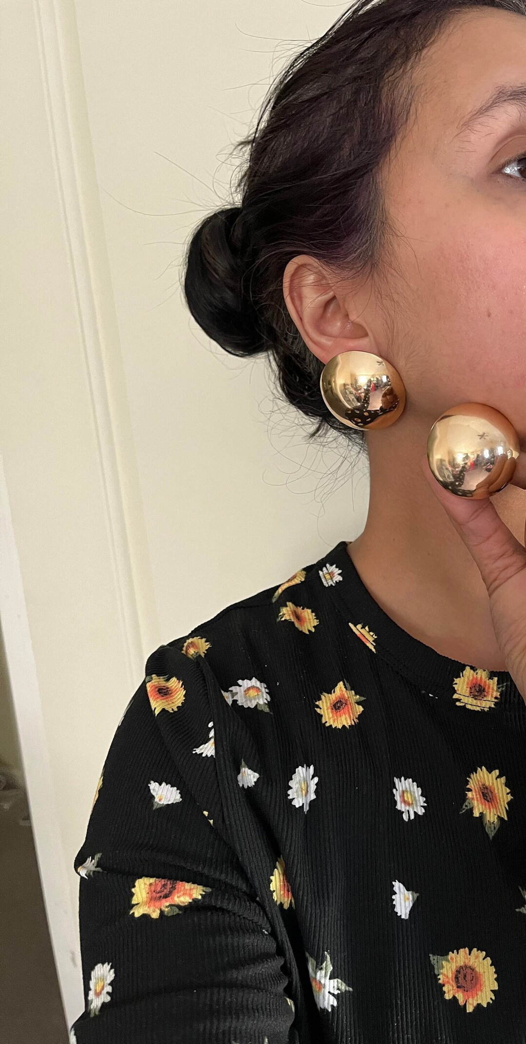 Big Gold Earrings Gold Mirror Studs Large huge Gold Stud - Etsy | Etsy (US)