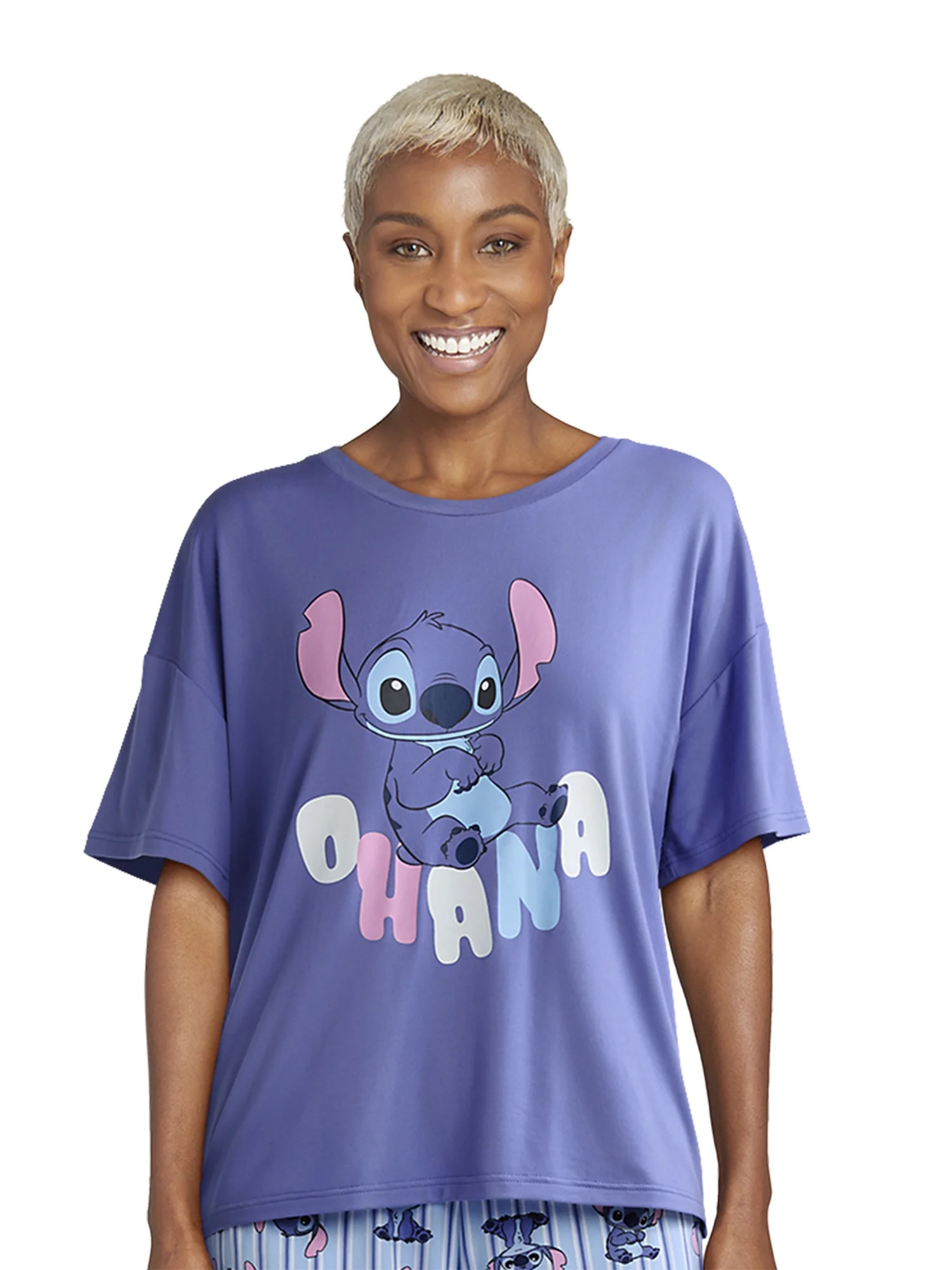 Disney\u2019s Stitch Women's and Women\u2019s Plus Oversized Tee and Pants Pajama Set, 2-Piece, S... | Walmart (US)