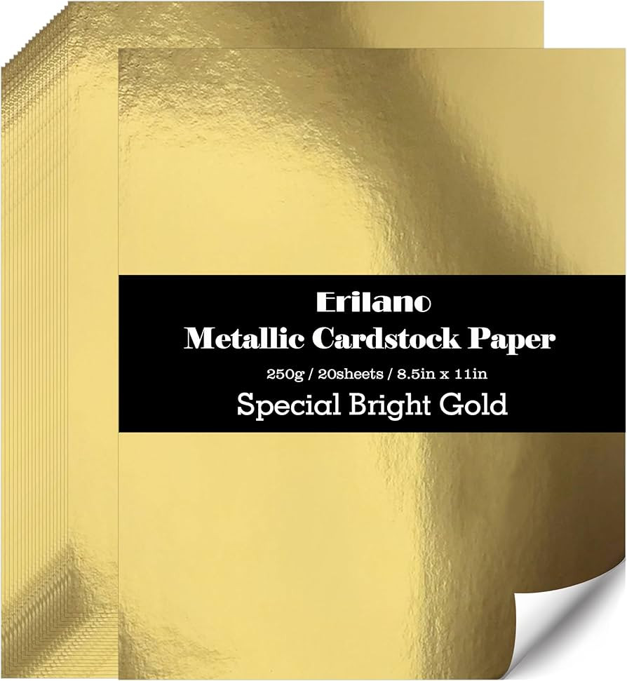 20 Sheets Gold Cardstock Paper 8.5 x 11 Inch, Mirror Finish Gold Foil Sheets - Heavyweight 92lb/2... | Amazon (US)