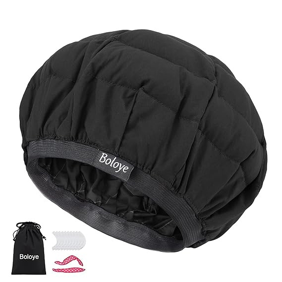 Flaxseed Deep Conditioning Heat Cap - Boloye Cordless 100% Safe Microwave Hot Cap for Natural Cur... | Amazon (US)