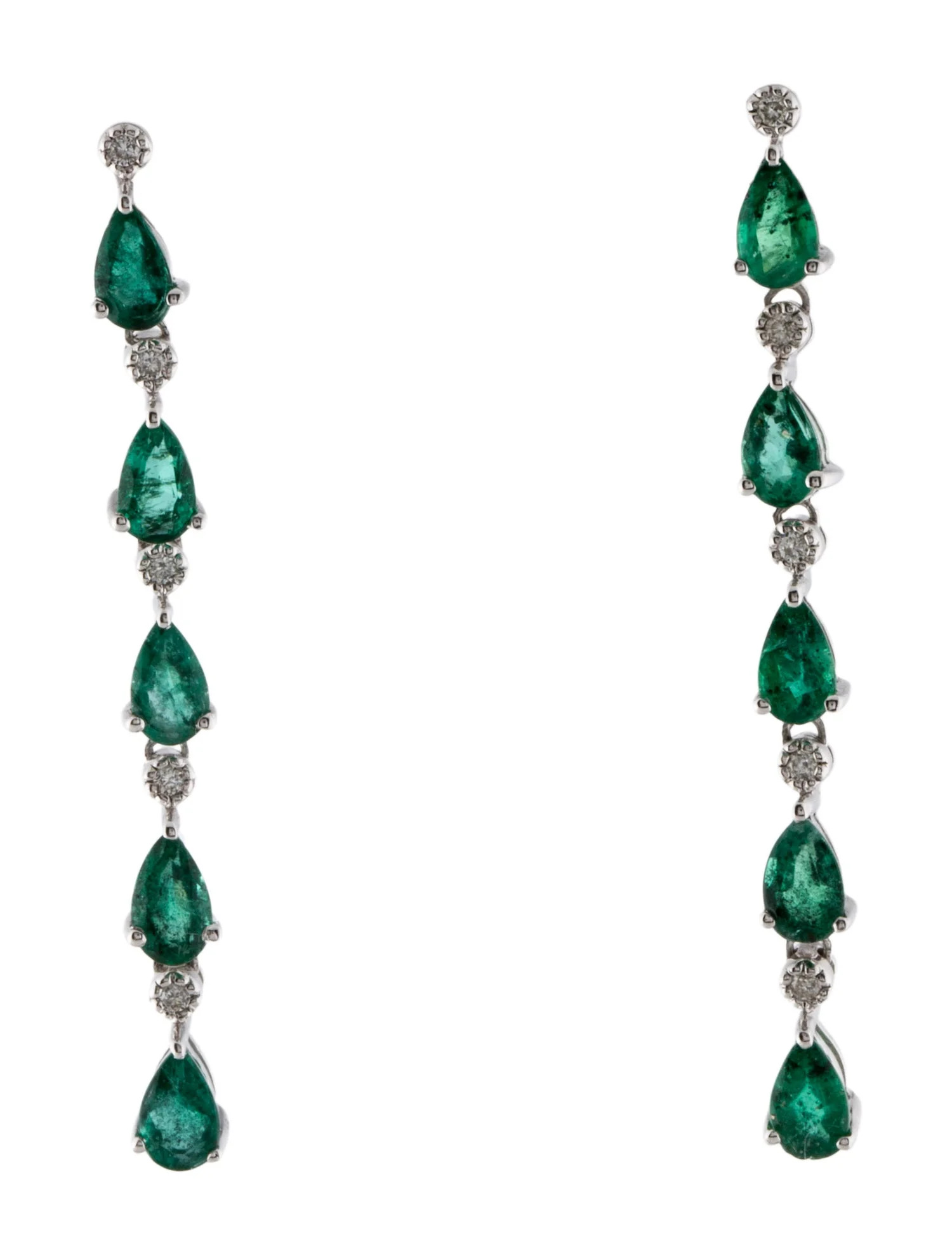 14K 2.22ctw Emerald & Diamond Drop Earrings | The RealReal