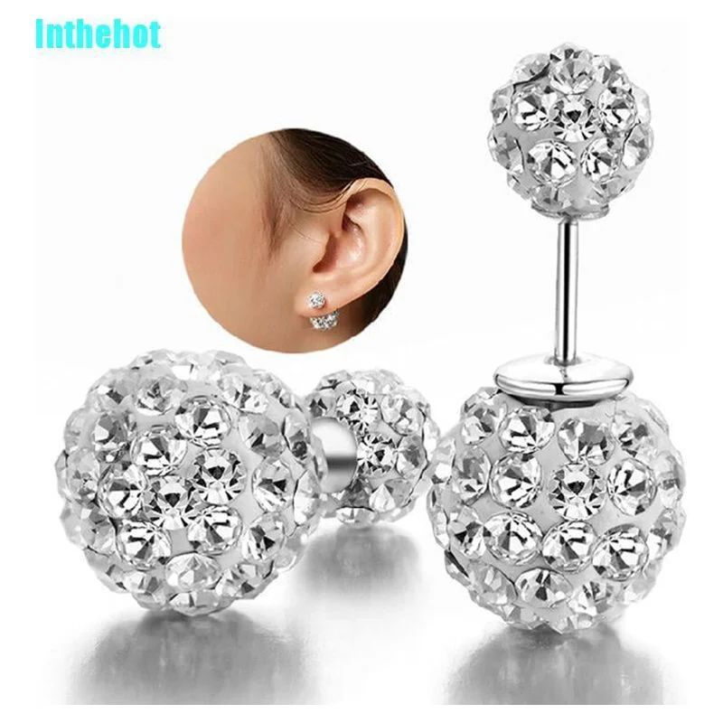 Ostrifin Fashion Womens 925 Sterling Silver Double Crystal Ball Ear Stud Earrings Jewelry | Walmart (US)