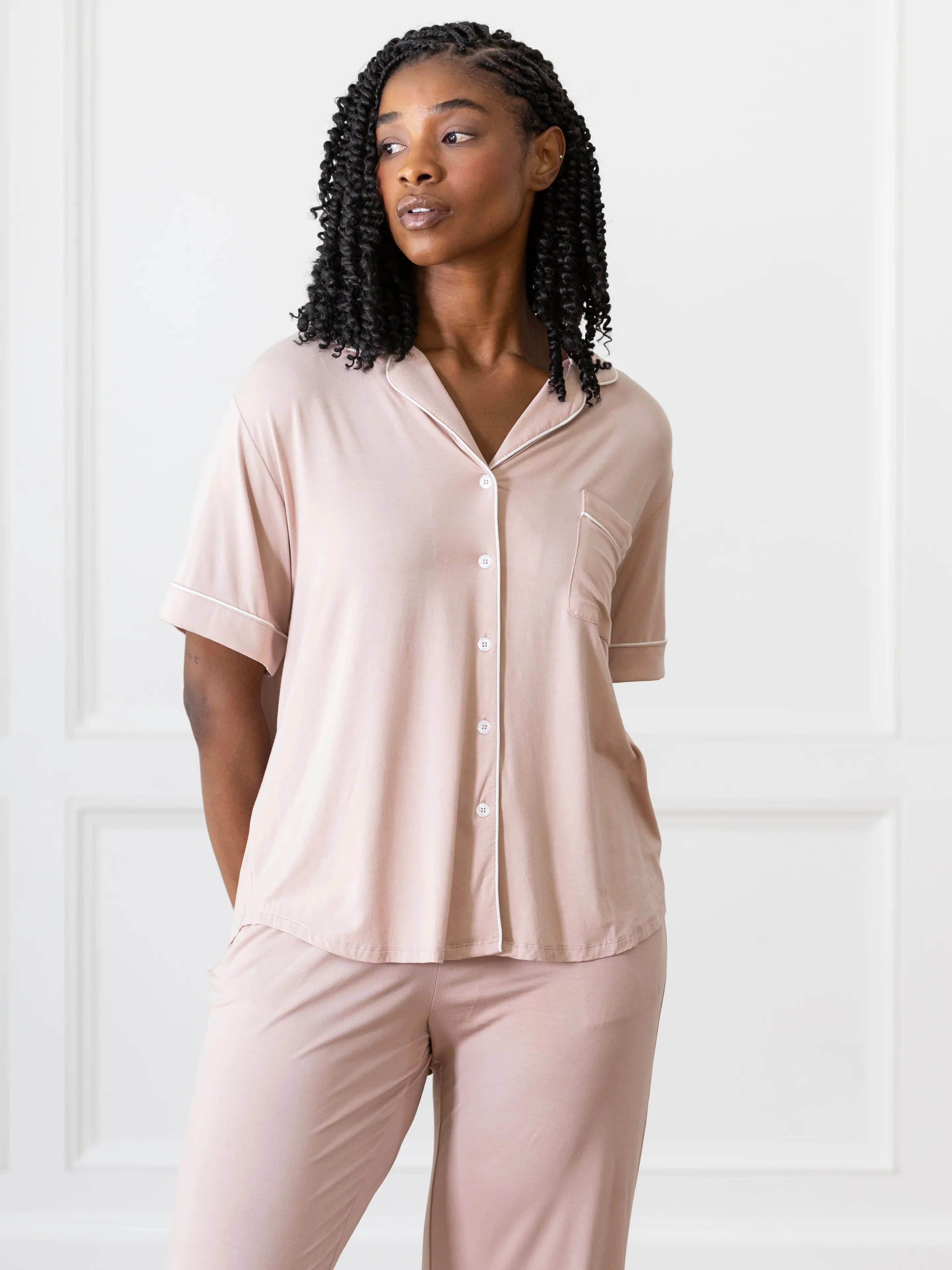Women's Stretch-Knit  Short Sleeve & Pant Bamboo Pajama Set | Cozy Earth