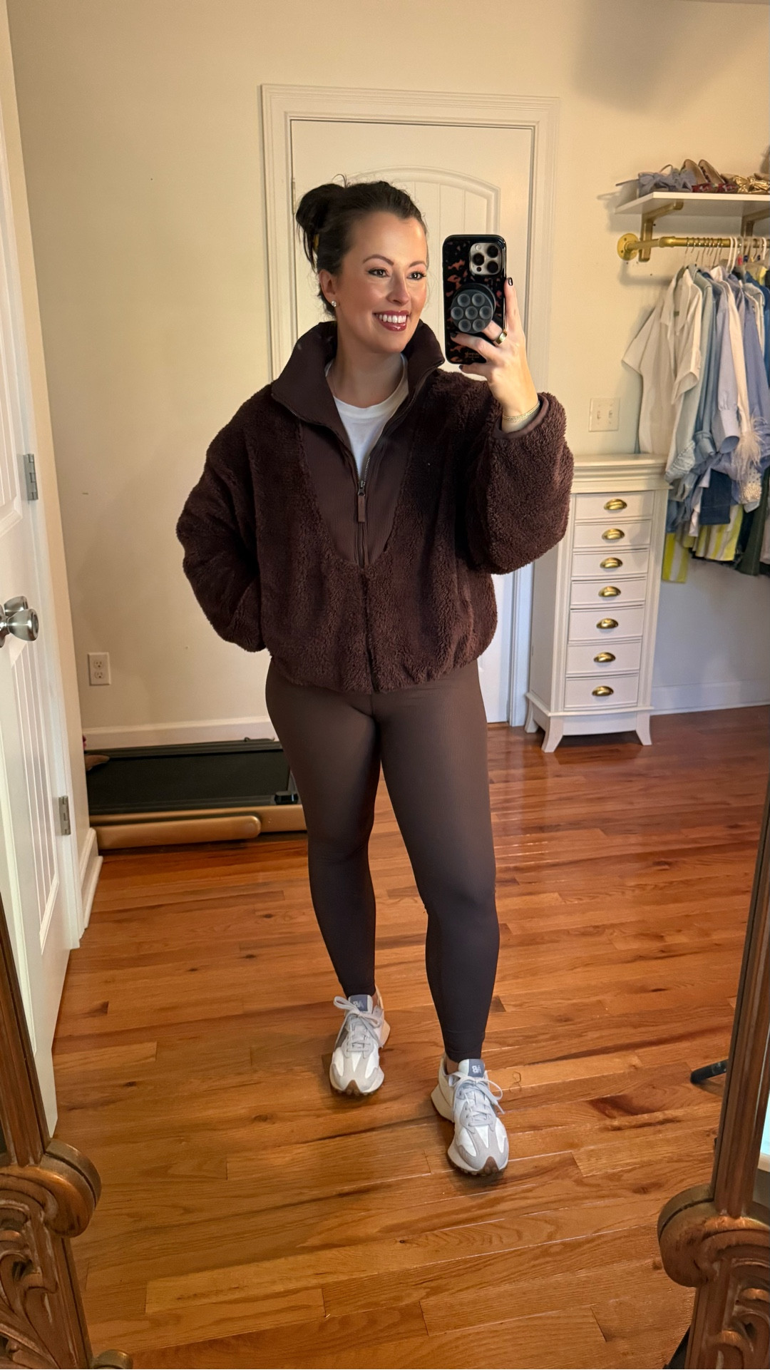 Target activewear 40% off for target Circle week! Fall athleisure looks. Brown workout leggings (M) - chocolate brown Sherpa cropped jacket pullover (S), white long sleeve workout tee (XS) 

#LTKFindsUnder50 #LTKActive #LTKSeasonal