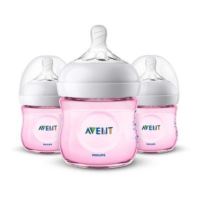 Philips Avent 3pk Natural Baby Bottle 4oz - Pink | Target