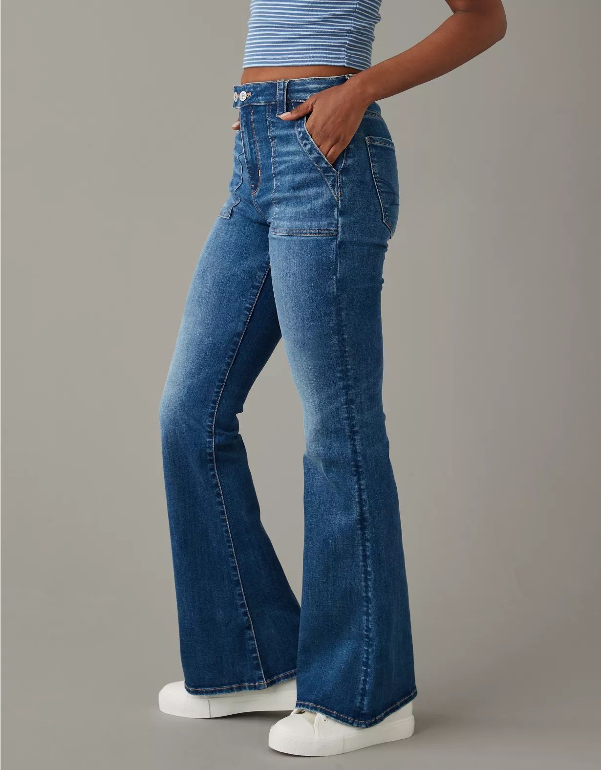 AE Next Level Super High-Waisted Flare Jean | American Eagle Outfitters (US & CA)