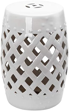 Outsunny 13" x 18" Ceramic Side Table Garden Stool with Knotted Ring Design & Glazed Strong Mater... | Amazon (US)