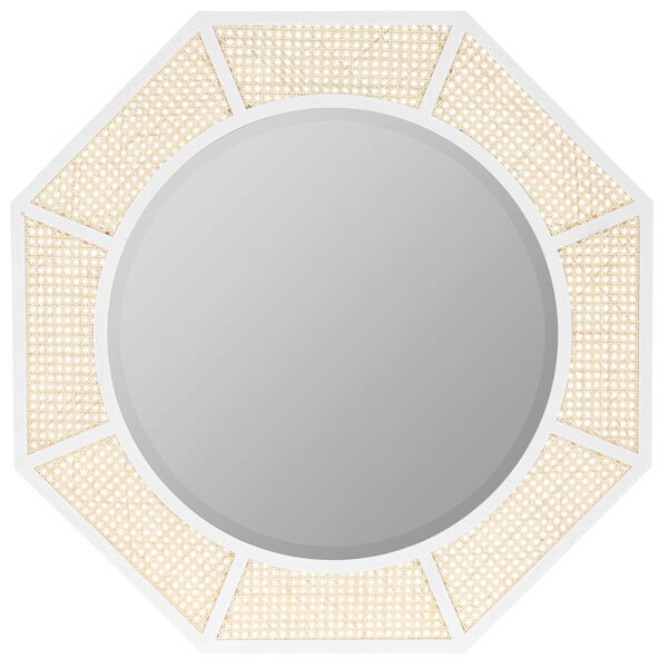 Nicki Cane and White Wood 38-Inch x 38-Inch Wall Mirror | Bellacor