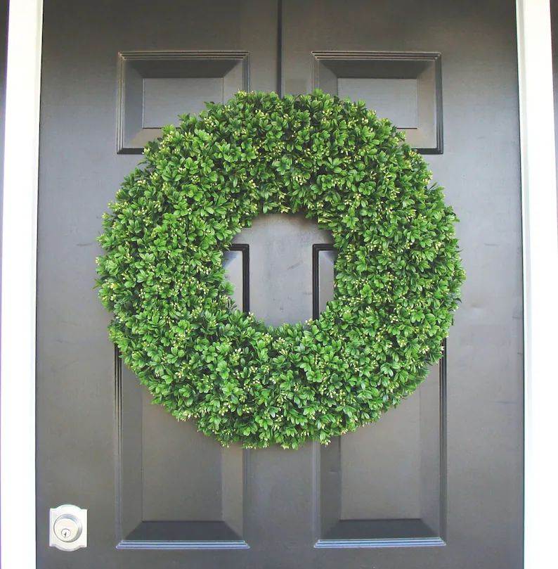 Year Round Wreath, Front Door Decor, Faux Boxwood Wreath, Outdoor Boxwood, Spring Wreath, Summer ... | Etsy (US)