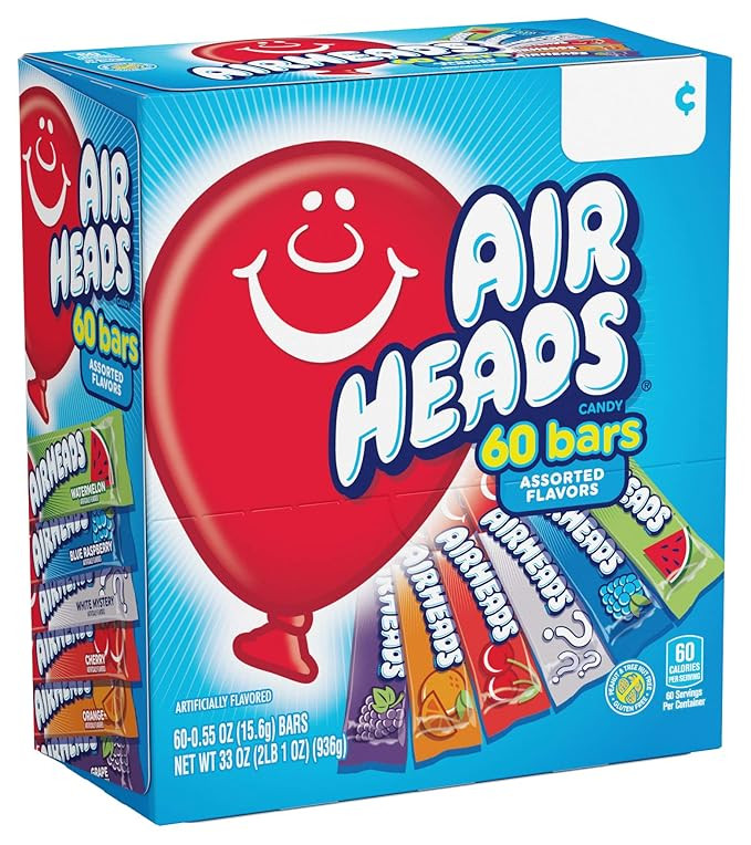 Airheads Candy Bars, Variety Bulk Box, Chewy Full Size Fruit Taffy, Gifts, Halloween, Parties, Co... | Amazon (US)