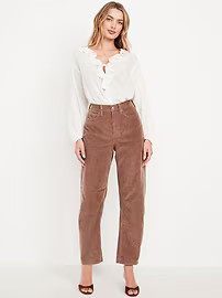 High-Waisted Barrel Ankle Corduroy Pants | Old Navy (US)