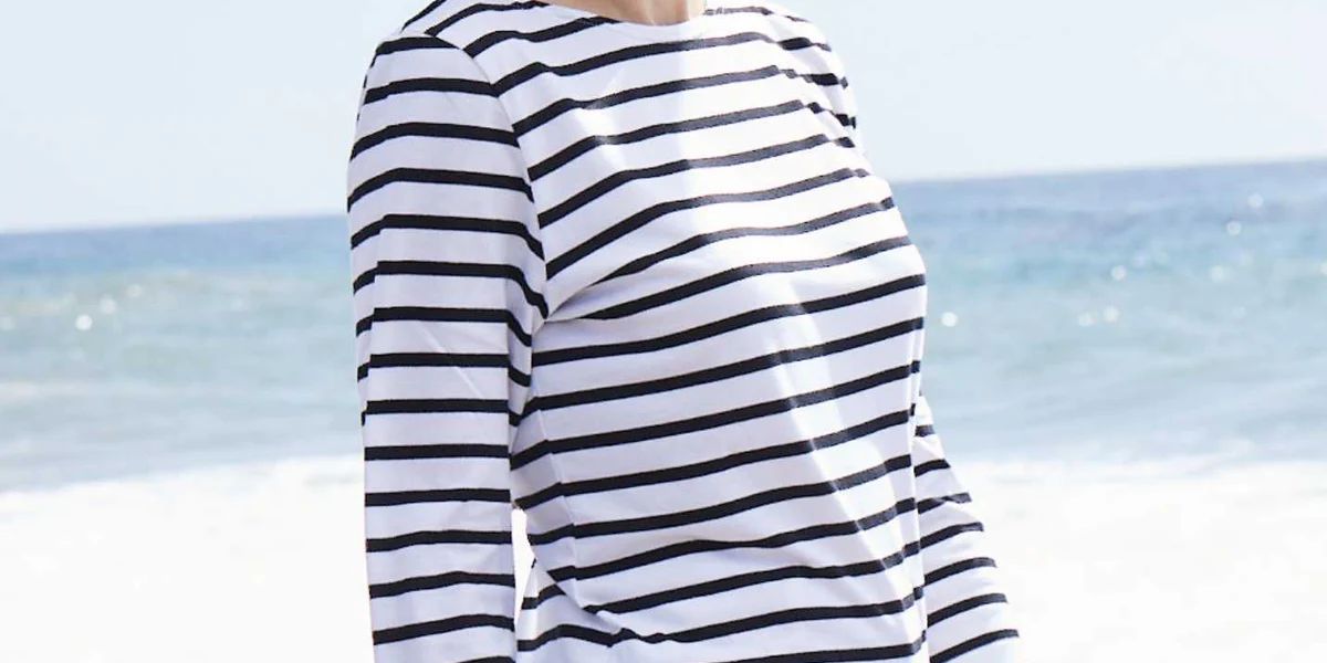 GALATHEE - Breton Striped Top with ¾ Sleeve | Soft Cotton | Women Fit (WHITE / BLACK) | Saint James USA