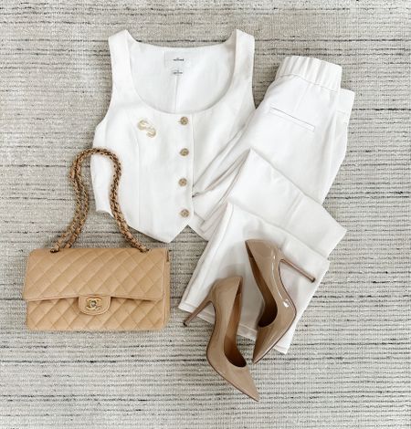 Matching cream set that is stunning on! I love the vest top paired with these cream pants that are so flattering! Both pieces can be styled with other clothing. Perfect for girls night, casual workwear and more 

#LTKSeasonal #LTKworkwear #LTKstyletip