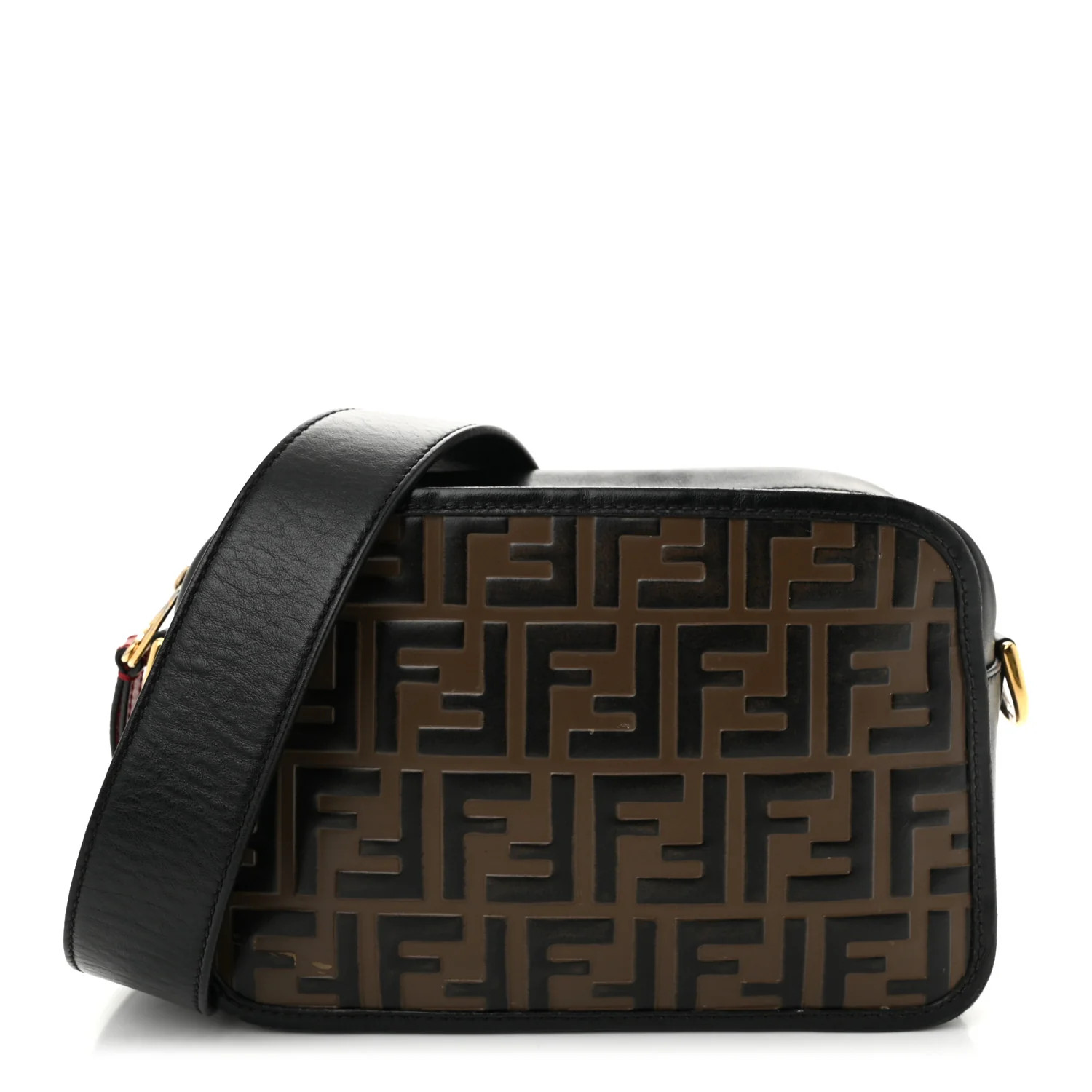 Fendi Vitello Century F is Fendi Bi-Color FF 1974 Embossed Camera Case Maya Black 1722106 | FASHIONPHILE (US)