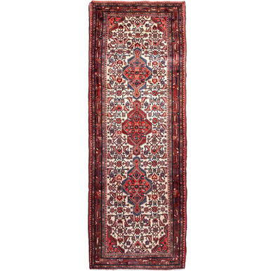 9' 10'' x 3' 3'' Hamadan Authentic Persian Hand Knotted Area Rug - 112979 | Los Angeles Home of rugs