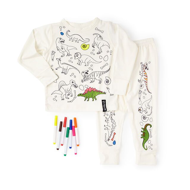 Color-In Dino Pajamas | UncommonGoods