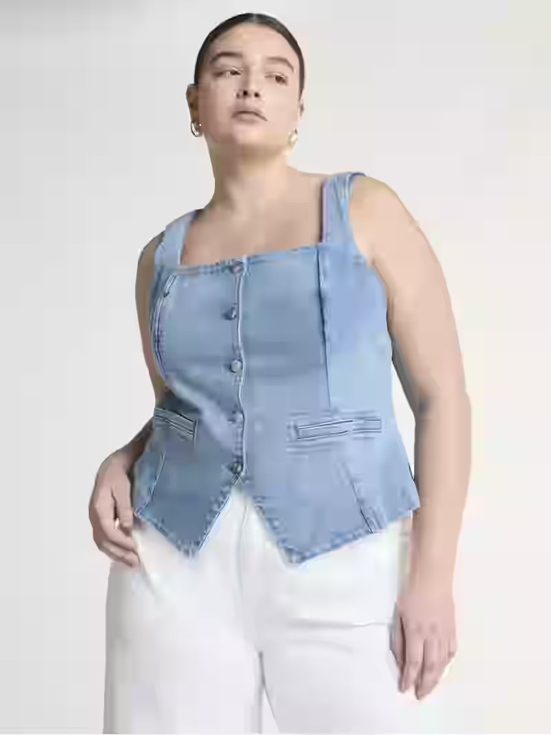 Scoop Women's and Women's Plus Denim Vest, Sizes XS-4X | Walmart (US)