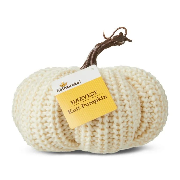 Harvest Cream Knit Pumpkin Decoration, 5.5", by Way To Celebrate - Walmart.com | Walmart (US)