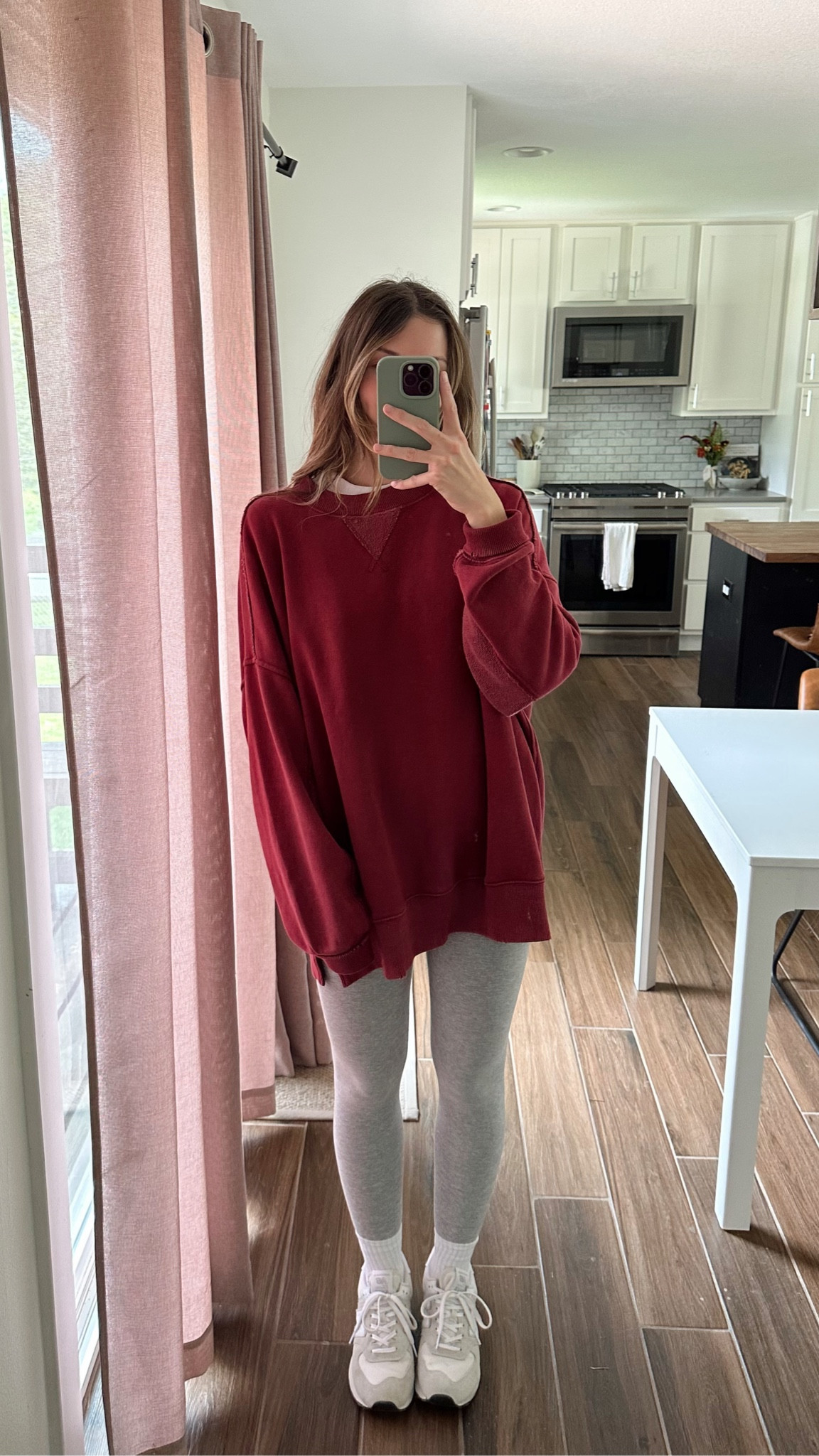 cozy ootd for our chilly walk this morning 
Sized up to a medium in sweatshirt for a more oversized fit 
Some of my favorite leggings, so comfy and also great to workout in, tts  

Fall outfit, oversized crewneck 

#LTKFindsUnder100 #LTKSeasonal