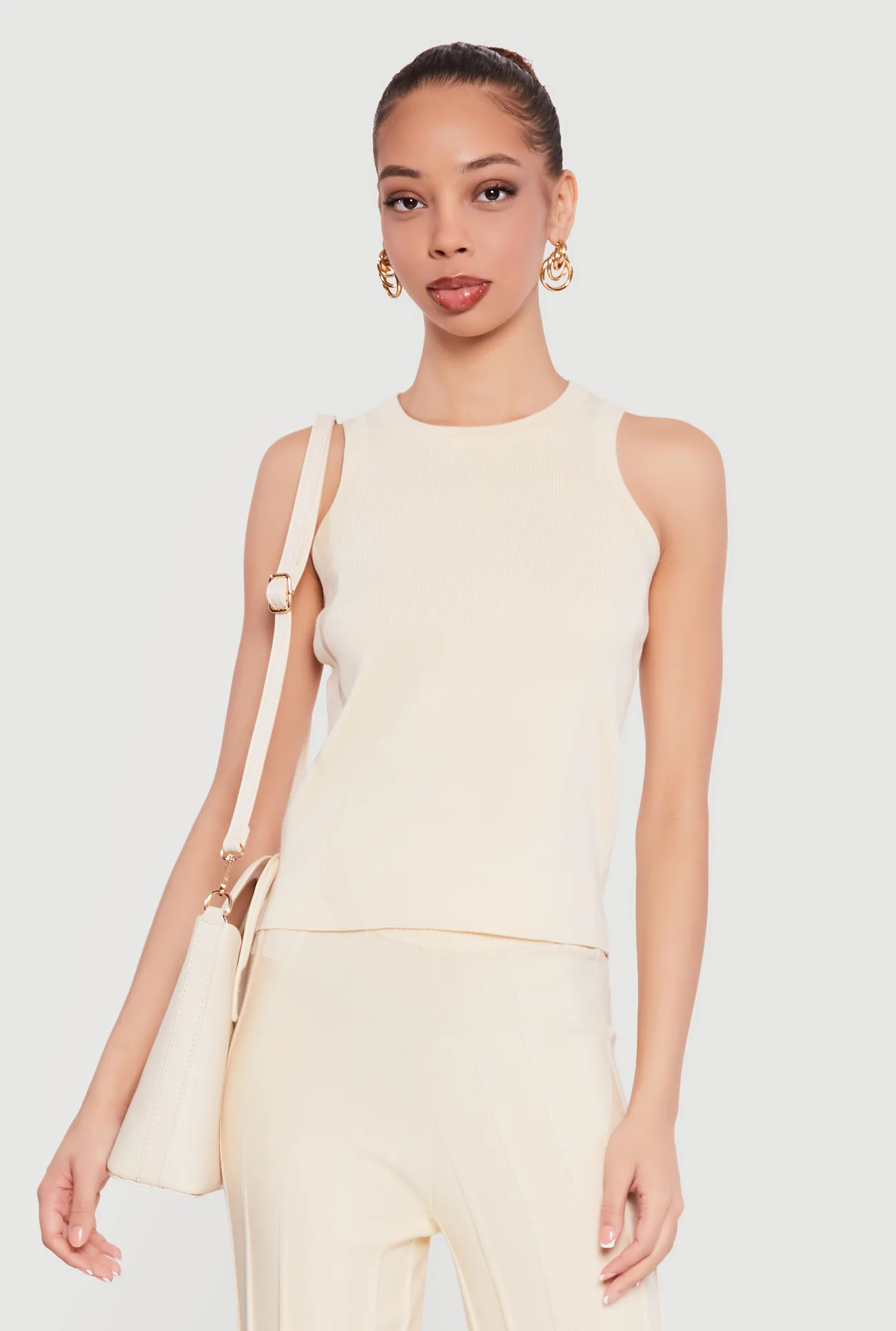 Solid Crew Neck Tank Top | Rainbow Shops