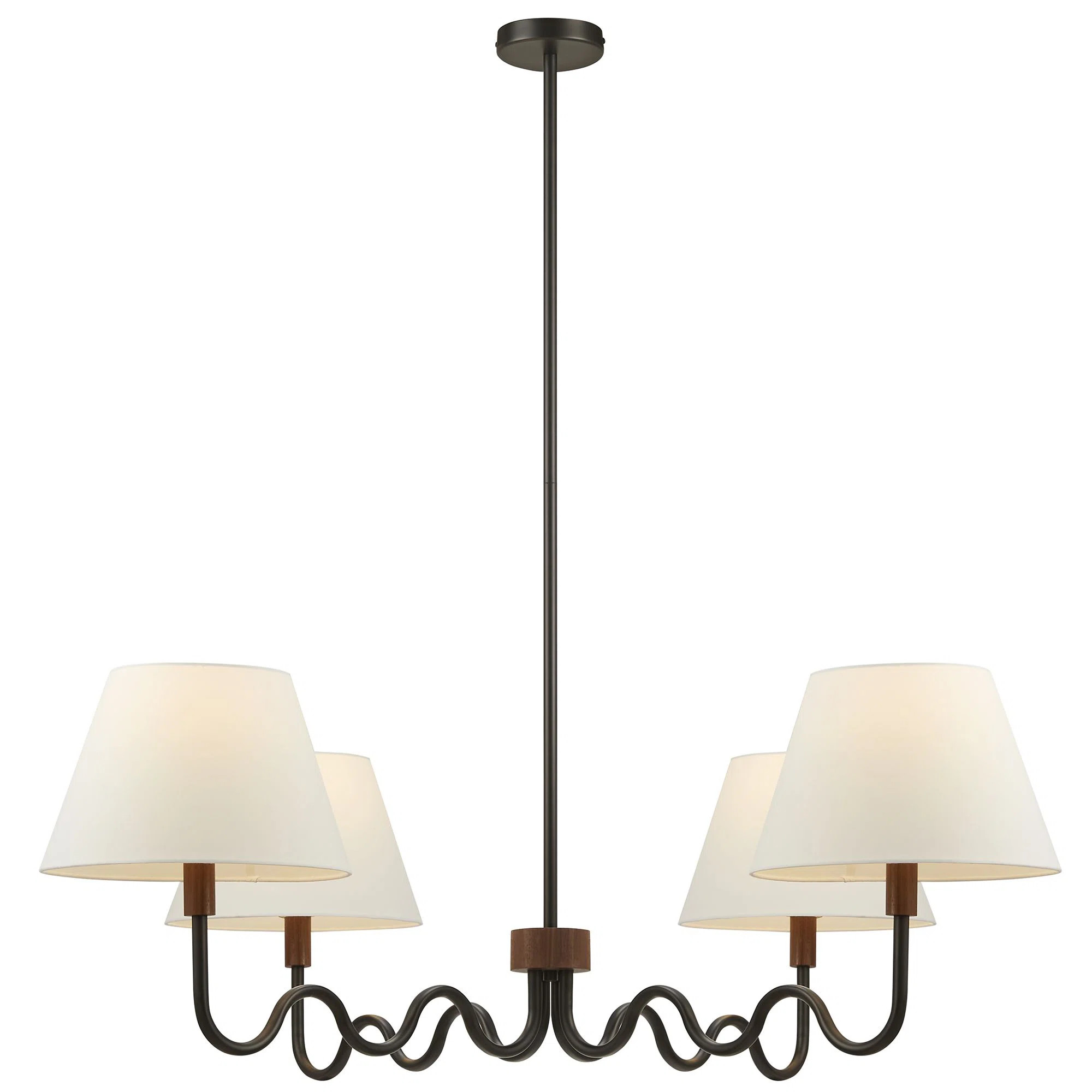 Modway Sunlit Squiggle 4-Arm Pendant Light In Walnut Black | Wayfair | Wayfair North America