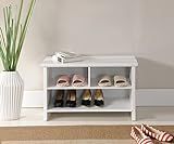 Kings Brand Furniture Wood Shoe Storage Cubby Bench, White (SB-0633) | Amazon (US)