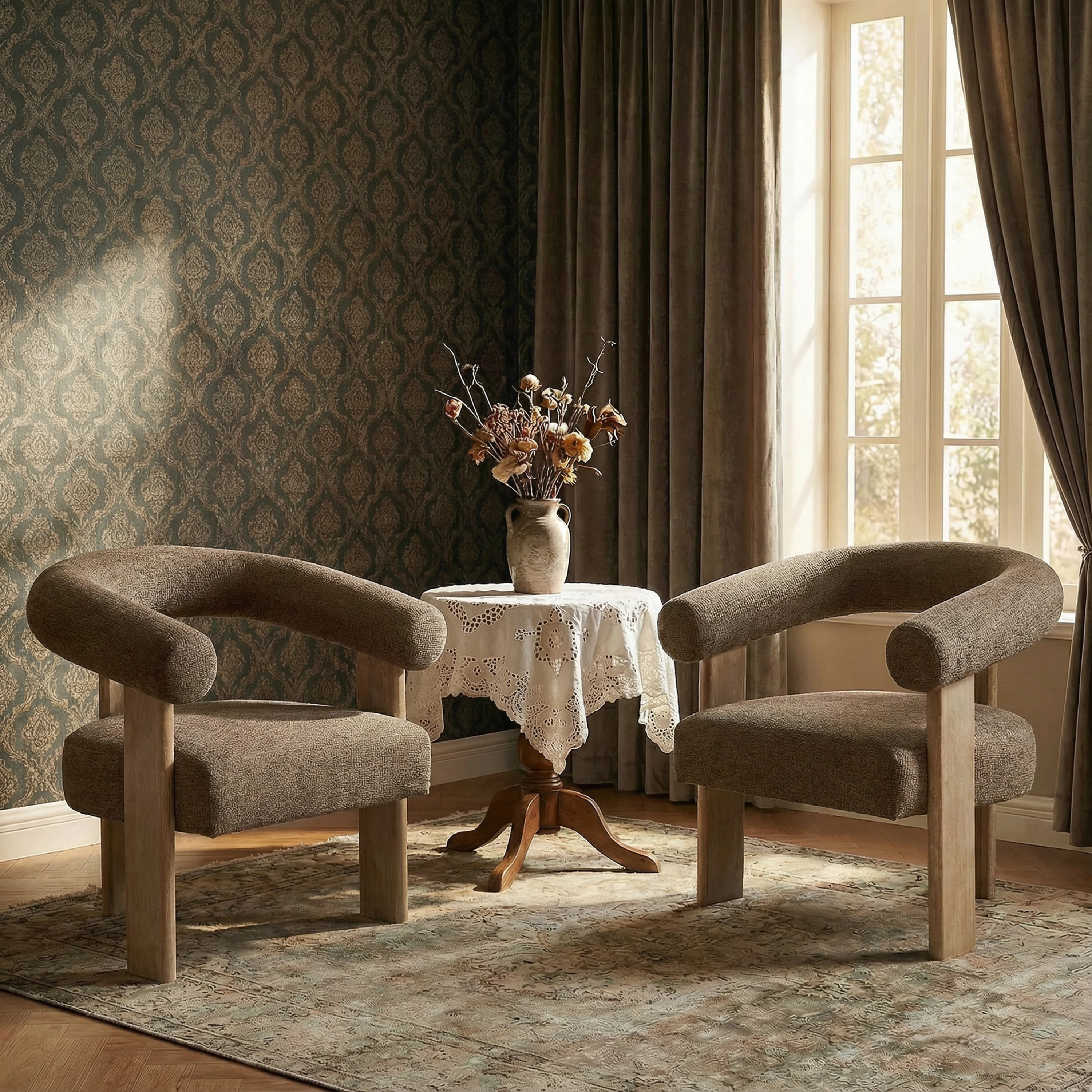 Modern Barrel Back Accent Chair with Solid Wood Three-Leg Frame | Wayfair North America