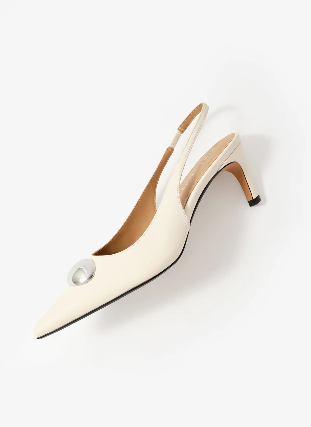 Ren White Leather Sling Back Heels | Mint Velvet