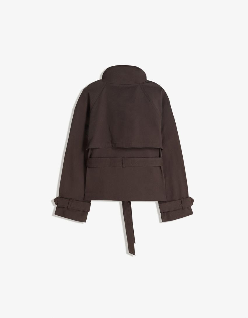 Funnel neck trench jacket - Jackets and trench - Women | Bershka UK
