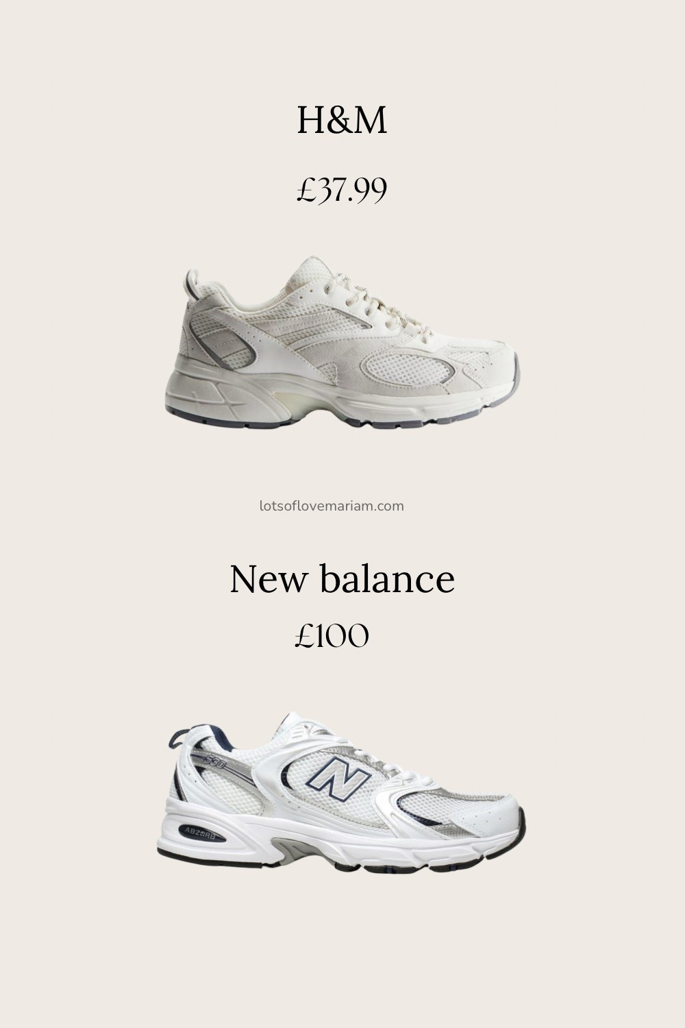 New balance 500 dupes - H&M chunky trainers ! Saw these in H&M and looked exactly like my new balance trainers - perfect if you’re looking for something affordable 