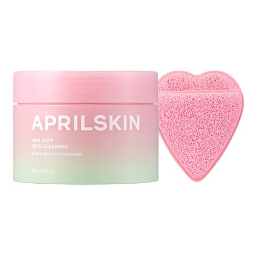 APRILSKIN Pink Aloe Facial Polish Cleanser with Heart-Shaped Plush Facial Cleansing Sponge | Amazon (US)