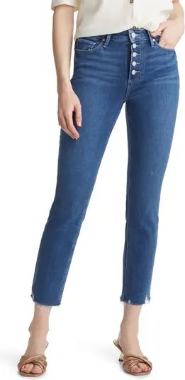 PAIGE Cindy Exposed Button Fly Straight Leg Jeans | Nordstrom | Nordstrom