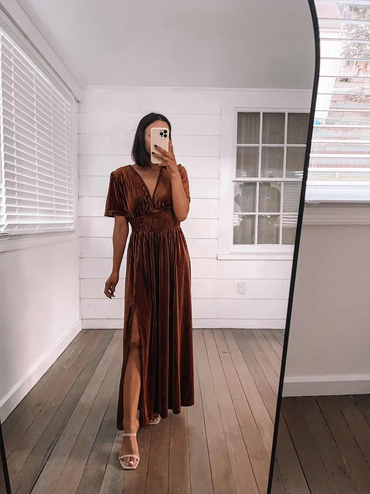 Fall wedding guest dress- heels and dress TTS 

 