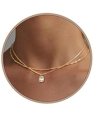 Zeffy Diamond Necklaces for Women, Dainty Gold Necklace 18k Gold Plated Layered Necklaces Simple ... | Amazon (US)