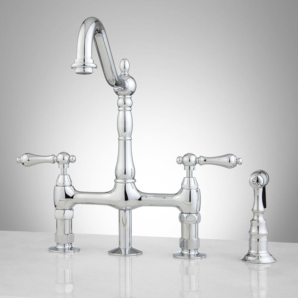 329237 Bellevue 1.8 GPM Double Handle Bridge Kitchen Faucet with Sidespray | Amazon (US)